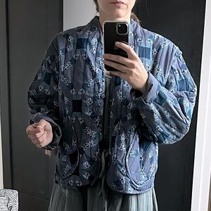 Blue quilted patchwork jacket